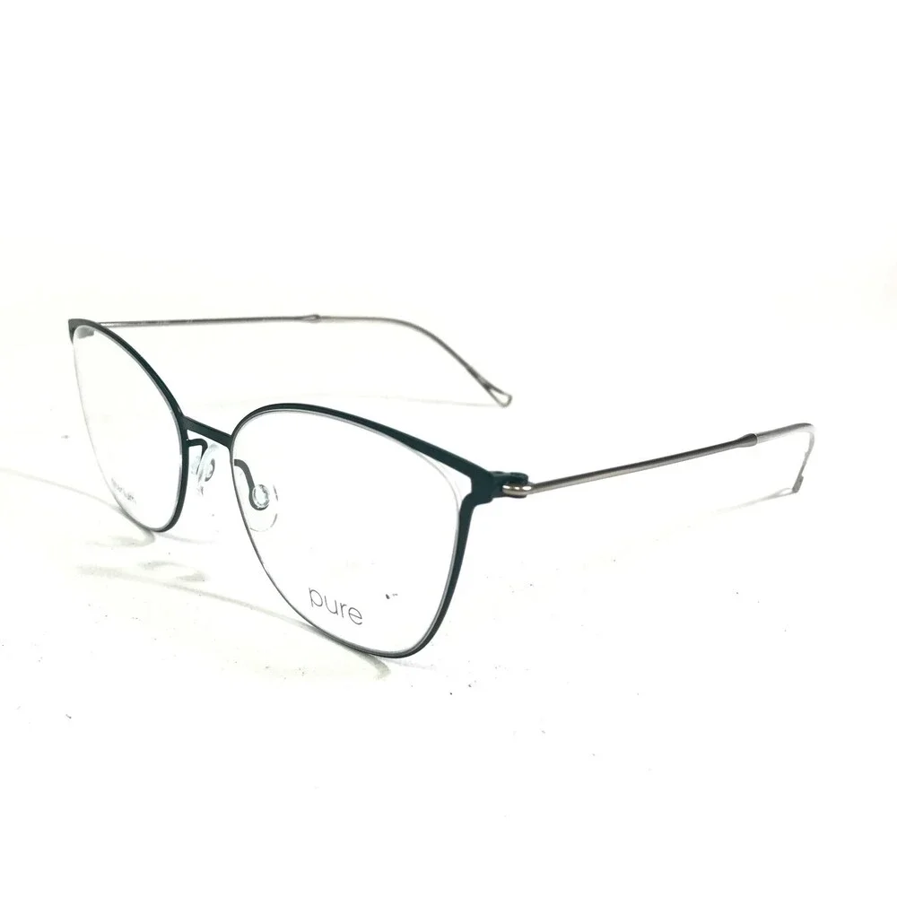 Marchon Airlock P-5004 320 Eyeglasses Frames Blue Silver Cat Eye 51-17-140
